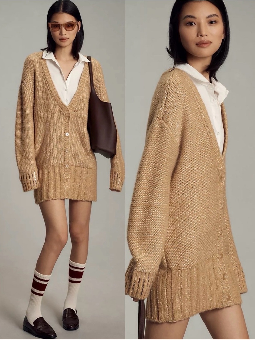 NWT Maeve by Anthropologie Layered Sequin Cardigan Mini Dress